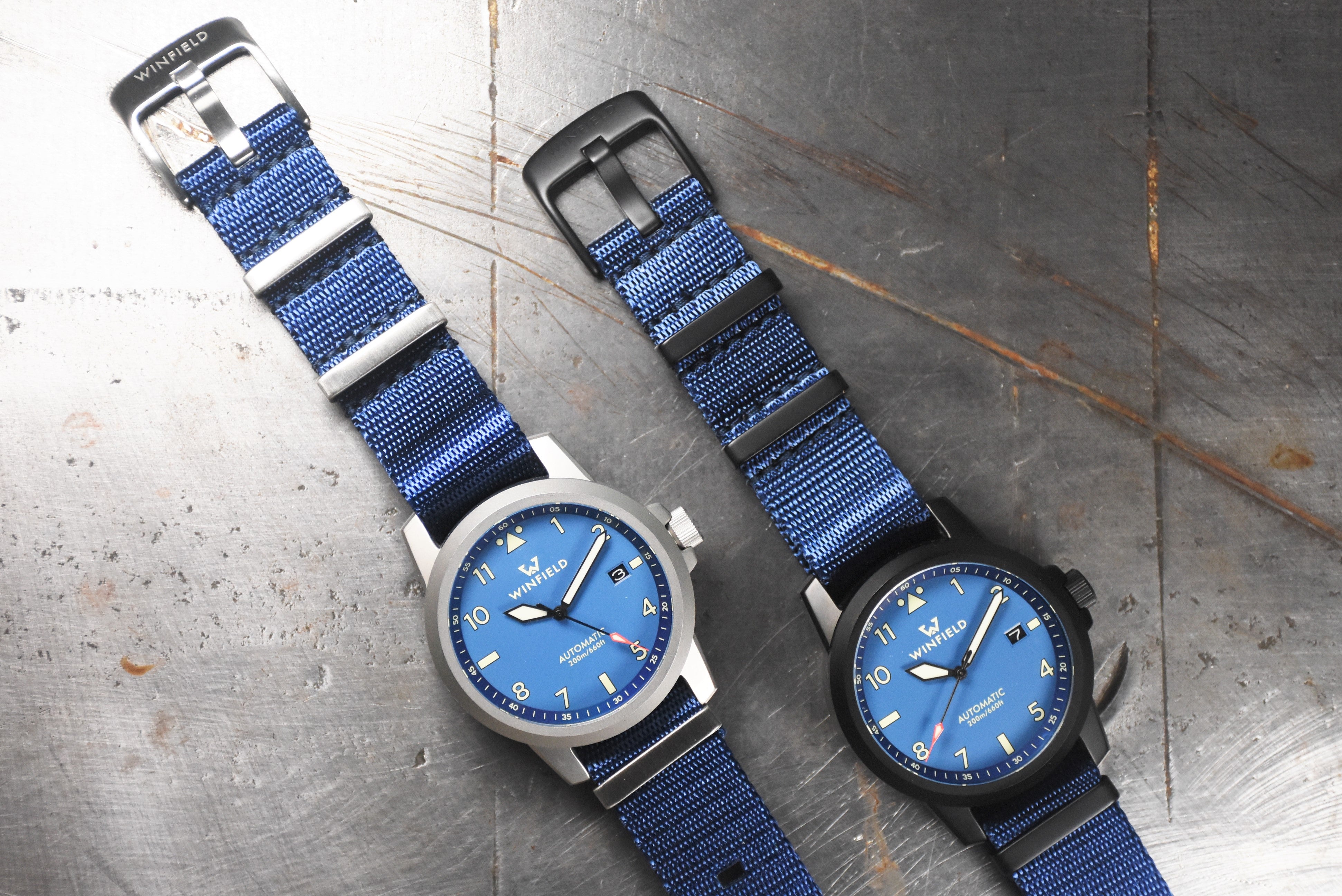 Winfield Sky Lead.  Aviation inspired watch with 200m water resistance.
